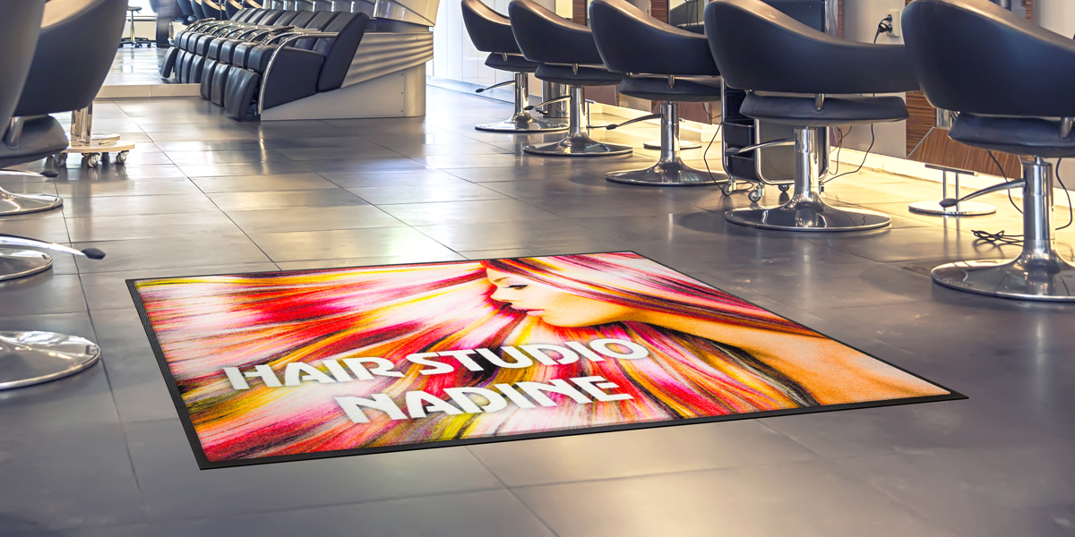 Jet-Print - colourful Jet-Print Vision Plus mat for a hair salon